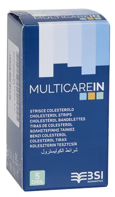 TEST COLESTEROLEMIA MULTICARE IN COLESTEROLO IN STRISCE CON ASPIRAZIONE CAPILLARE 5 PEZZI TEST COLESTEROLEMIA MULTICARE IN COLESTEROLO IN STRISCE CON ASPIRAZIONE CAPILLARE 5 PEZZI