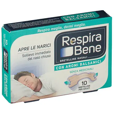 CEROTTO NASALE BALSAMICO ADULTI RESPIRA BENE 10 PEZZI CEROTTO NASALE BALSAMICO ADULTI RESPIRA BENE 10 PEZZI