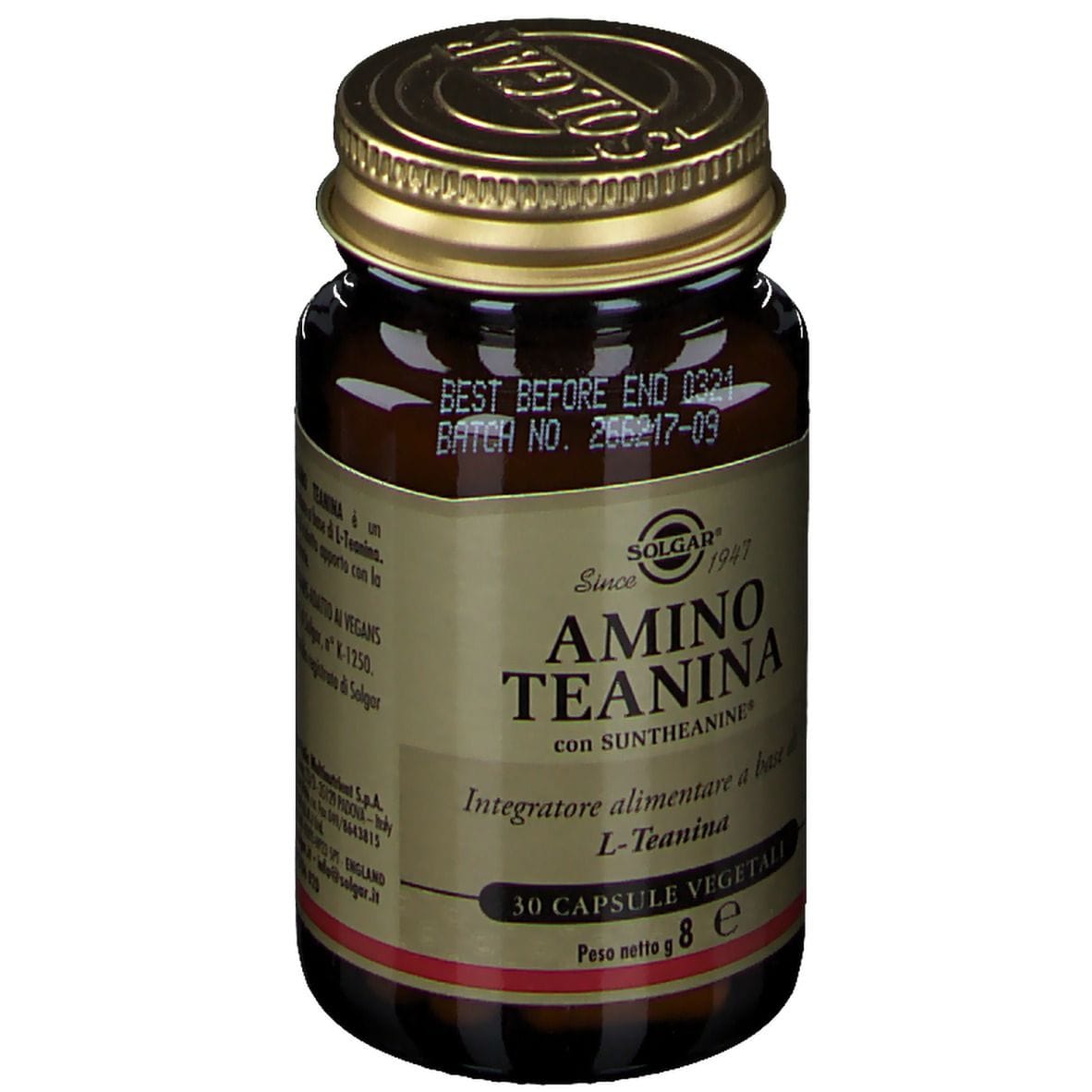 Integratore Amino Teanina Solgar, 30 capsule vegetali