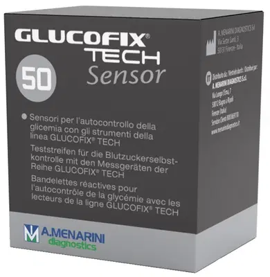 STRISCE MISURAZIONE GLICEMIA GLUCOFIX TECH SENSOR 50 PEZZI STRISCE MISURAZIONE GLICEMIA GLUCOFIX TECH SENSOR 50 PEZZI