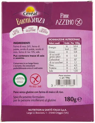 CEREAL BUONI SENZA PANE AZZIMO 180 G CEREAL BUONI SENZA PANE AZZIMO 180 G