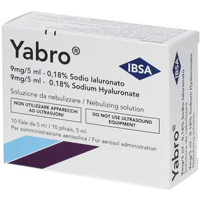 YABRO AEROSOL SODIO IALURONATO 0,18% SOLUZIONE DA NEBULIZZARE 10 FIALE DA 5 ML YABRO AEROSOL SODIO IALURONATO 0,18% SOLUZIONE DA NEBULIZZARE 10 FIALE DA 5 ML