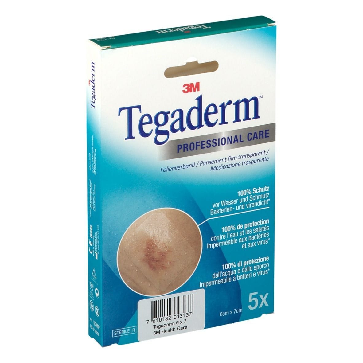 Medicazione impermeabile Tegaderm film trasparente, 5 pezzi 6x7cm
