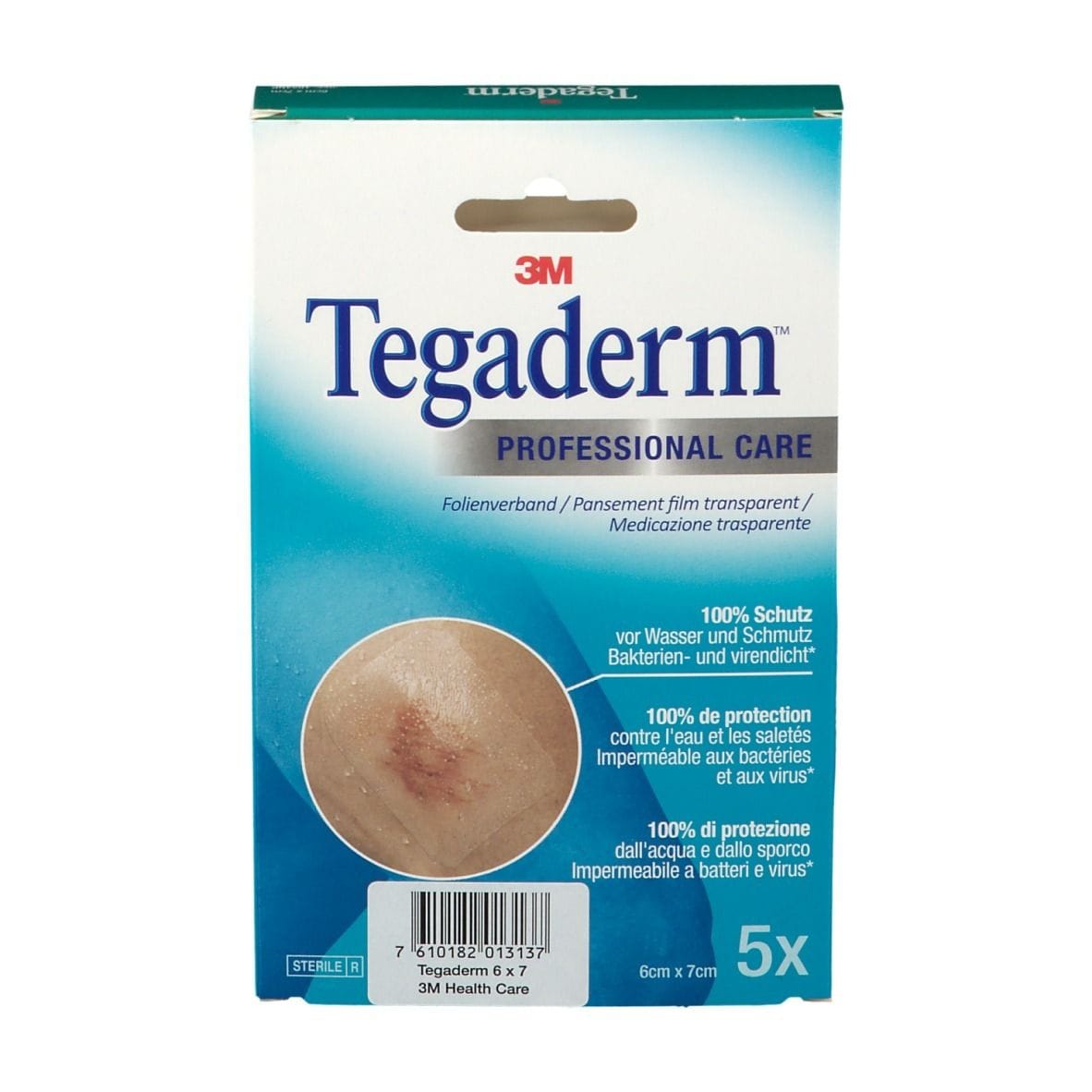 Medicazione impermeabile Tegaderm film trasparente, 5 pezzi 6x7cm