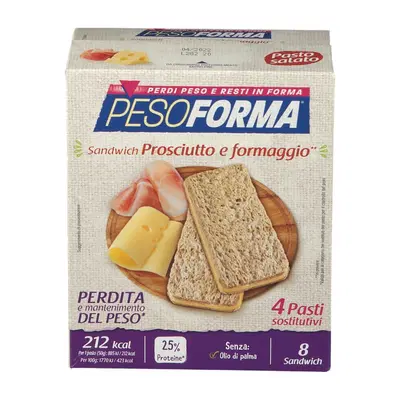 PESOFORMA SANDWICH PROSCIUTTO/FORMAGGIO 4 PASTI 8 PEZZI X 25 G PESOFORMA SANDWICH PROSCIUTTO/FORMAGGIO 4 PASTI 8 PEZZI X 25 G