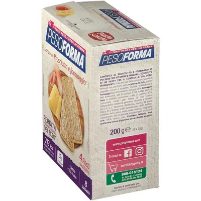 PESOFORMA SANDWICH PROSCIUTTO/FORMAGGIO 4 PASTI 8 PEZZI X 25 G PESOFORMA SANDWICH PROSCIUTTO/FORMAGGIO 4 PASTI 8 PEZZI X 25 G