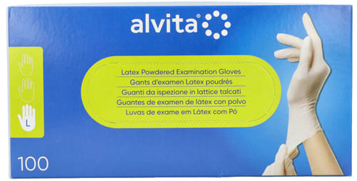 Guanti in Lattice Talcati Alvita Taglia L, 100 Pezzi