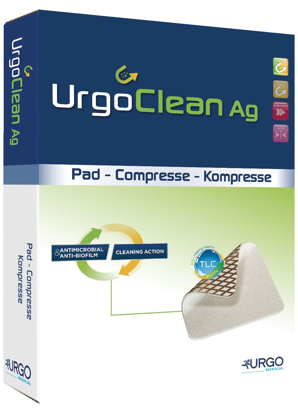 MEDICAZIONE ASSORBENTE FIBRE POLIASSORBENTI E MATRICE TLC-AG URGOCLEAN 6X6 CM 5 PEZZI