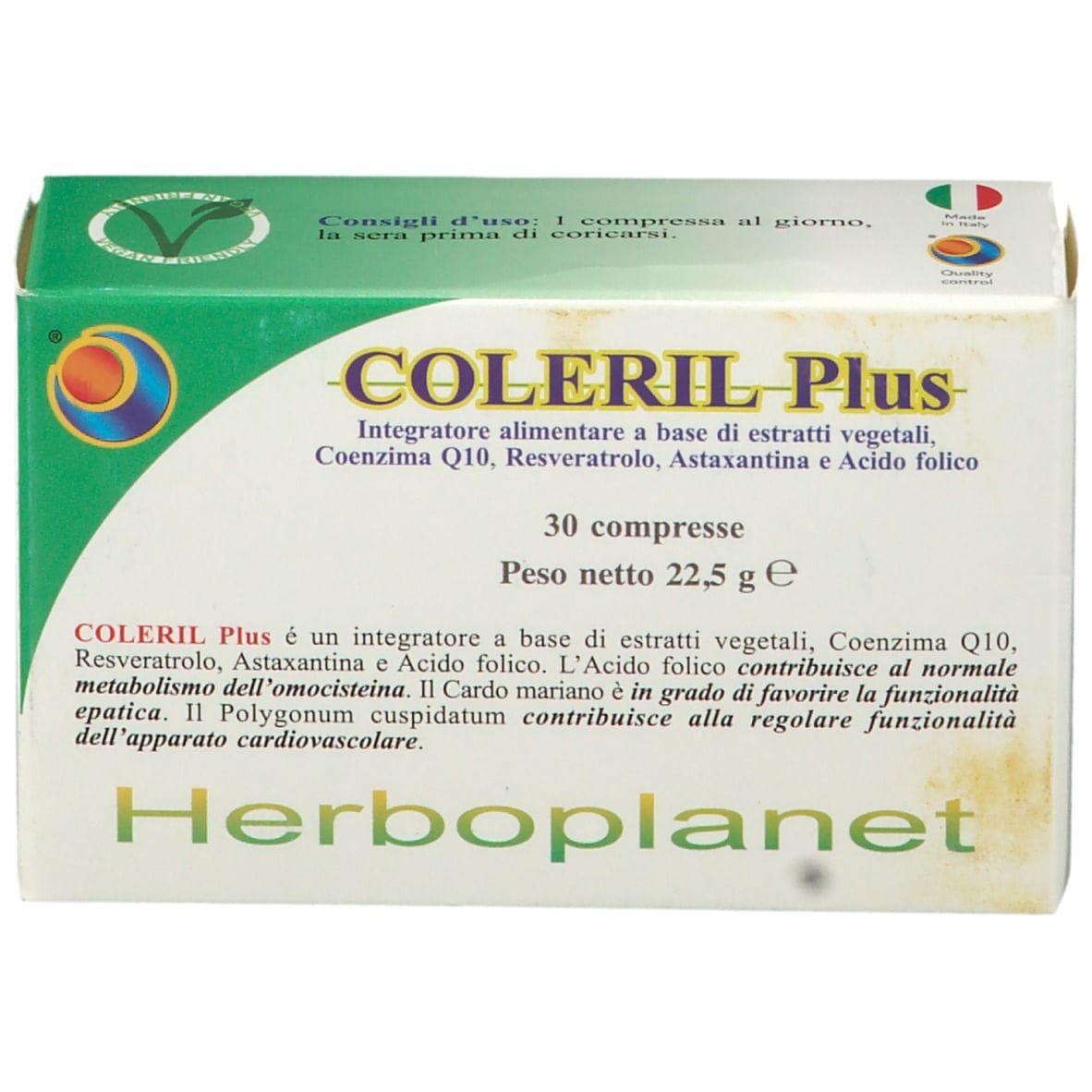 Integratore Coleril PLUS Herboplanet, 30 compresse colesterolo