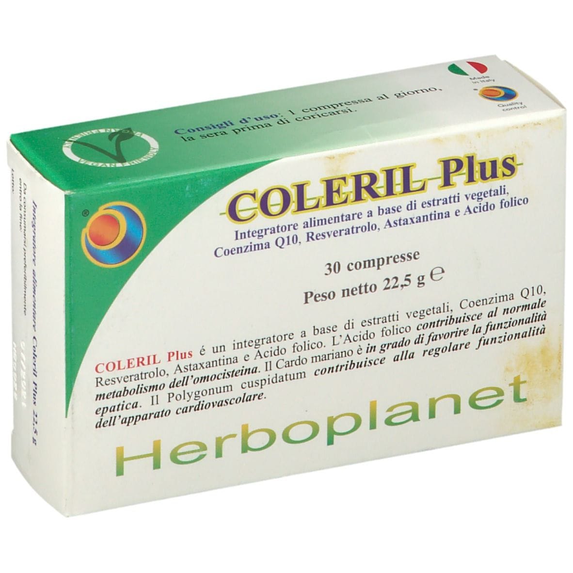 Integratore Coleril PLUS Herboplanet, 30 compresse colesterolo