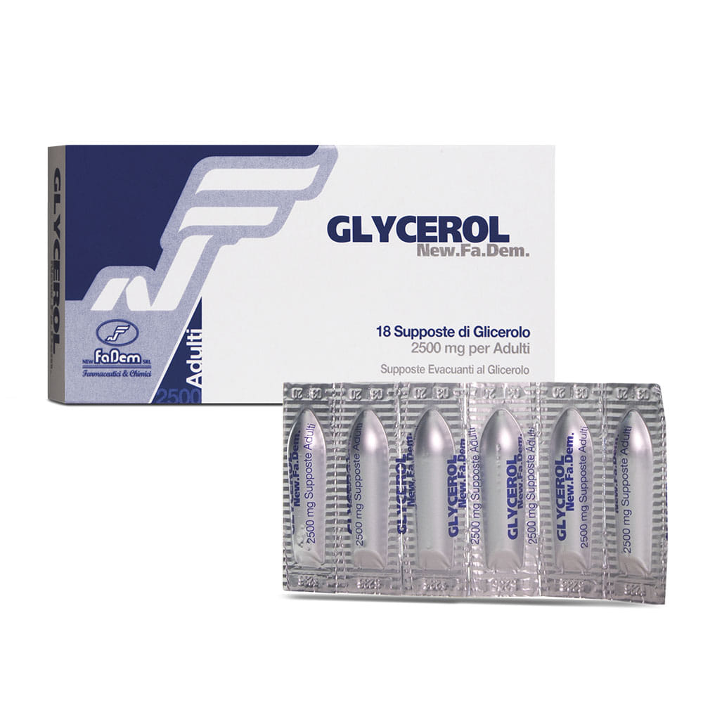 GLYCEROL SUPPOSTE GLICEROLO 2500MG PER ADULTI 18 PEZZI