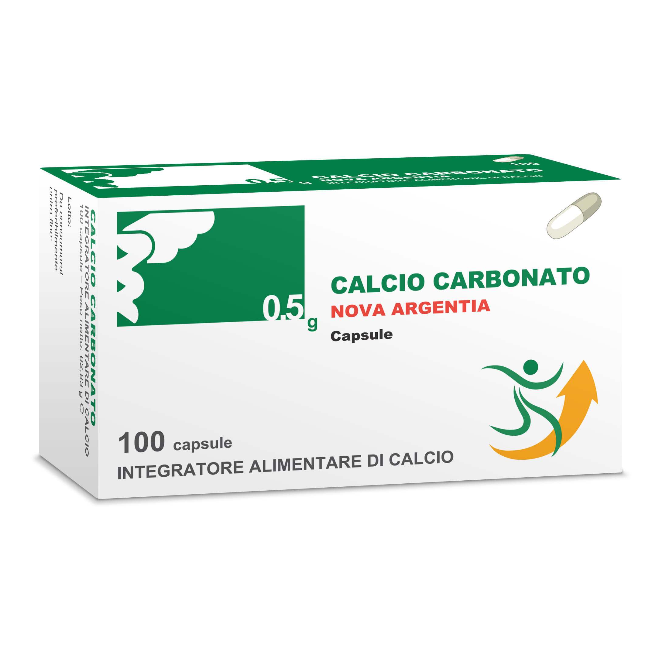 Integratore Nova Calcio Carbonato 500mg, 100 capsule