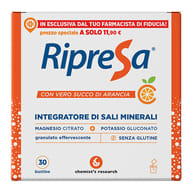 RIPRESA 30BUST 10G INTEGRATORE ALIMENTARE DI MAGNESIO E POTASSIO BUSTINE EFFERVESCENTI UTILE NEGLI STATI DI STANCHEZZA