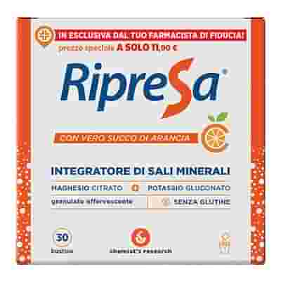 RIPRESA 30BUST 10G INTEGRATORE ALIMENTARE DI MAGNESIO E POTASSIO BUSTINE EFFERVESCENTI UTILE NEGLI STATI DI STANCHEZZA