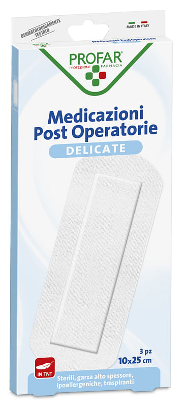 Medicazione Post Operatoria Sterile Garza Antiaderente 10 X25 Cm 3 Pezzi Profar