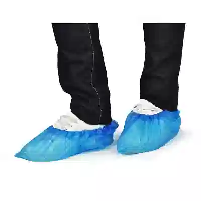 COPRISCARPA AZZURRO IN POLIETILENE GOFFRATO CON ELASTICO TAGLIA UNICA