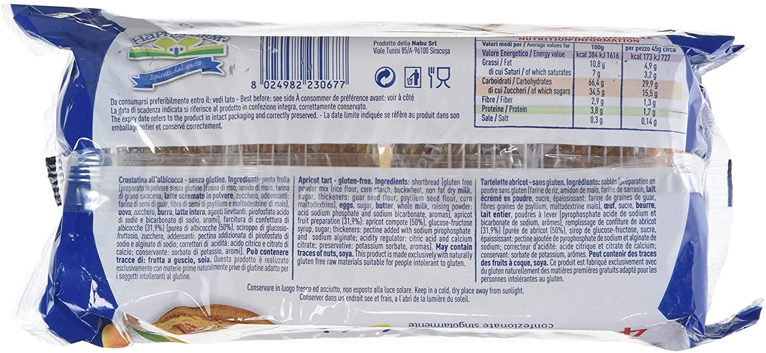 Crostata all'Albicocca Senza Glutine Happy Farm 180g