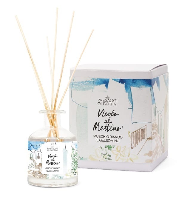 PAESAGGI OLFATTIVI VICOLO AL MATTINO MUSCHIO BIANCO E GELSOMINO DIFFUSORE AMBIENTE CON BASTONCINI 220 ML