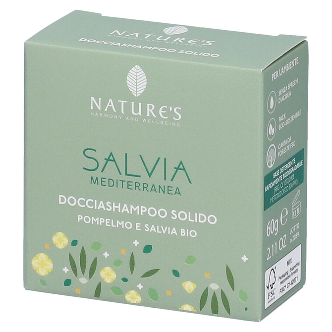 Nature's Salvia Mediterranea Doccia Shampoo Solido 60 G Edizione Limitata