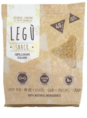 LEGU' SNACK GALLETTE TRIANGOLARI LIMONE QUINOA PEPE BIANCO 40 G LEGU' SNACK GALLETTE TRIANGOLARI LIMONE QUINOA PEPE BIANCO 40 G