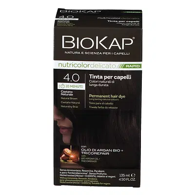 BIOS LINE  BIOKAP NUTRICOLOR DELICATO RAPID TINTA 4,00 CASTANO NATURALE 135 ML BIOS LINE  BIOKAP NUTRICOLOR DELICATO RAPID TINTA 4,00 CASTANO NATURALE 135 ML