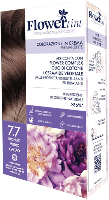 FLOWERTINT COLORAZIONE IN CREMA PERMANENTE 7,7 BIONDO MEDIO CACAO