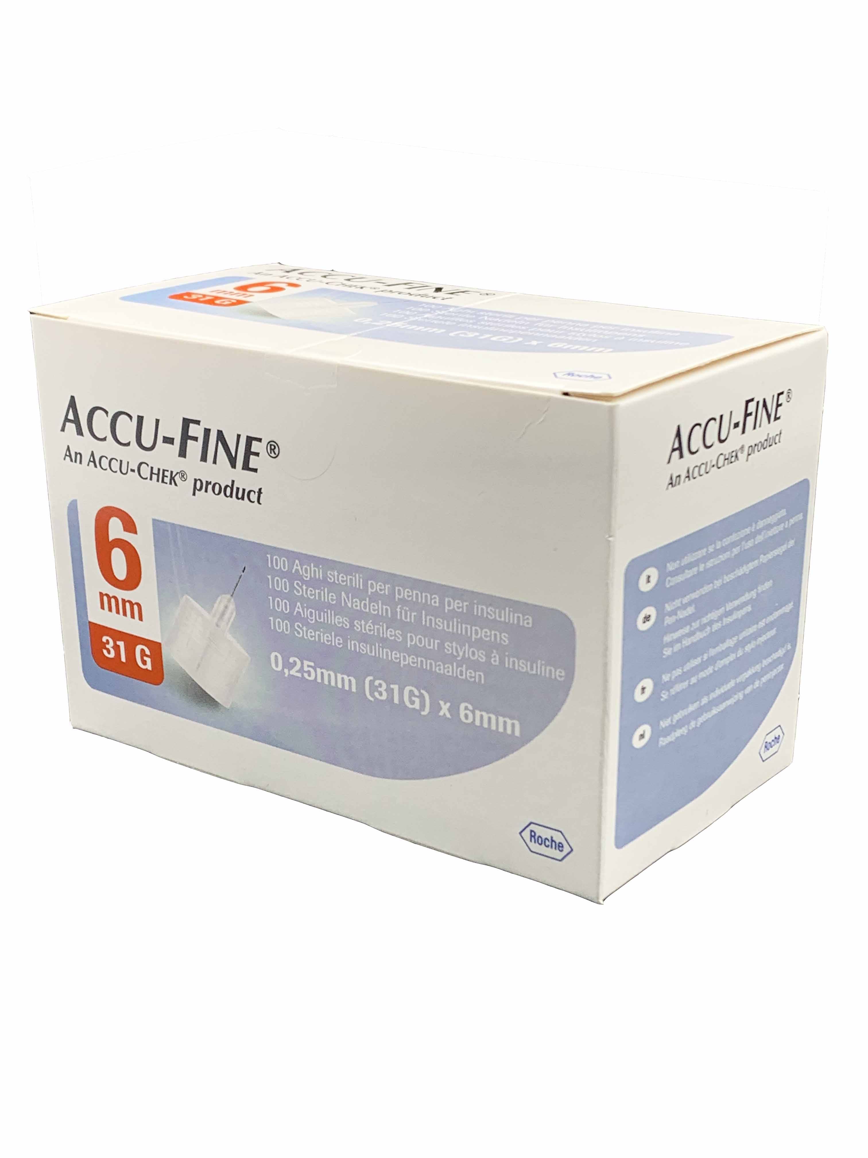 AGO PER PENNA DA INSULINA ACCU-FINE PEN NEEDLE ACCU-CHEK GAUGE 31 X 6MM 100 PEZZI