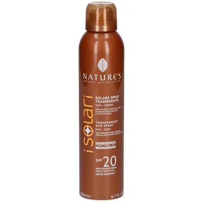 NATURE'S I SOLARI SPRAY TRASPARENTE SPF20 200 ML NATURE'S I SOLARI SPRAY TRASPARENTE SPF20 200 ML