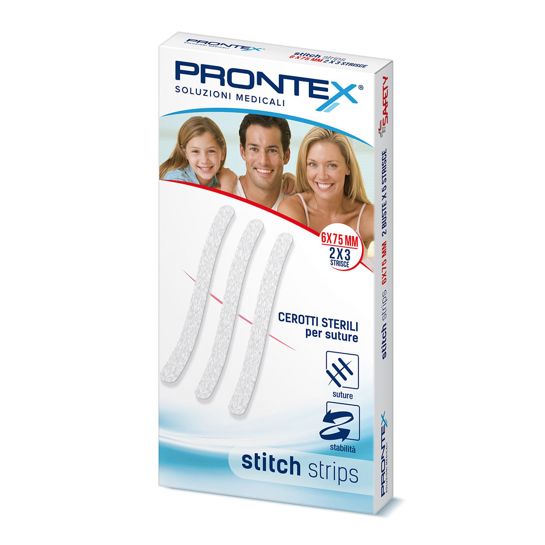 Prontex Stitch Strips 6 X75 Mm 6 Pezzi