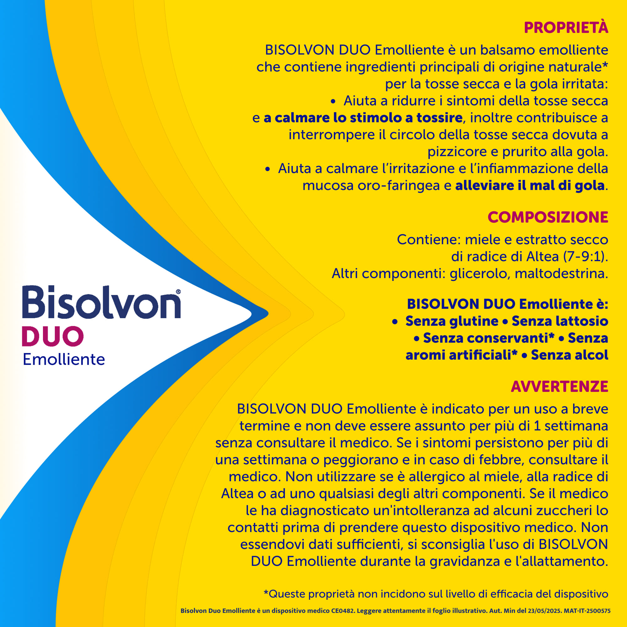 Bisolvon Duo Emolliente Sciroppo Contro Tosse e Gola Irritata, Adulti e Bambini 2+ (100 ml) 