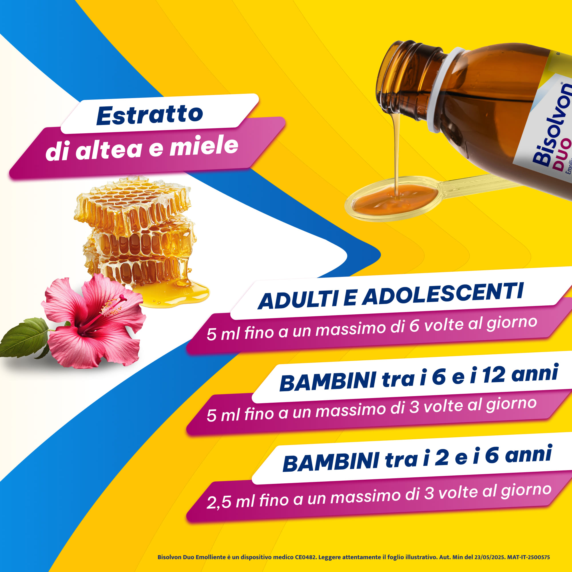 Bisolvon Duo Emolliente Sciroppo Contro Tosse e Gola Irritata, Adulti e Bambini 2+ (100 ml) 