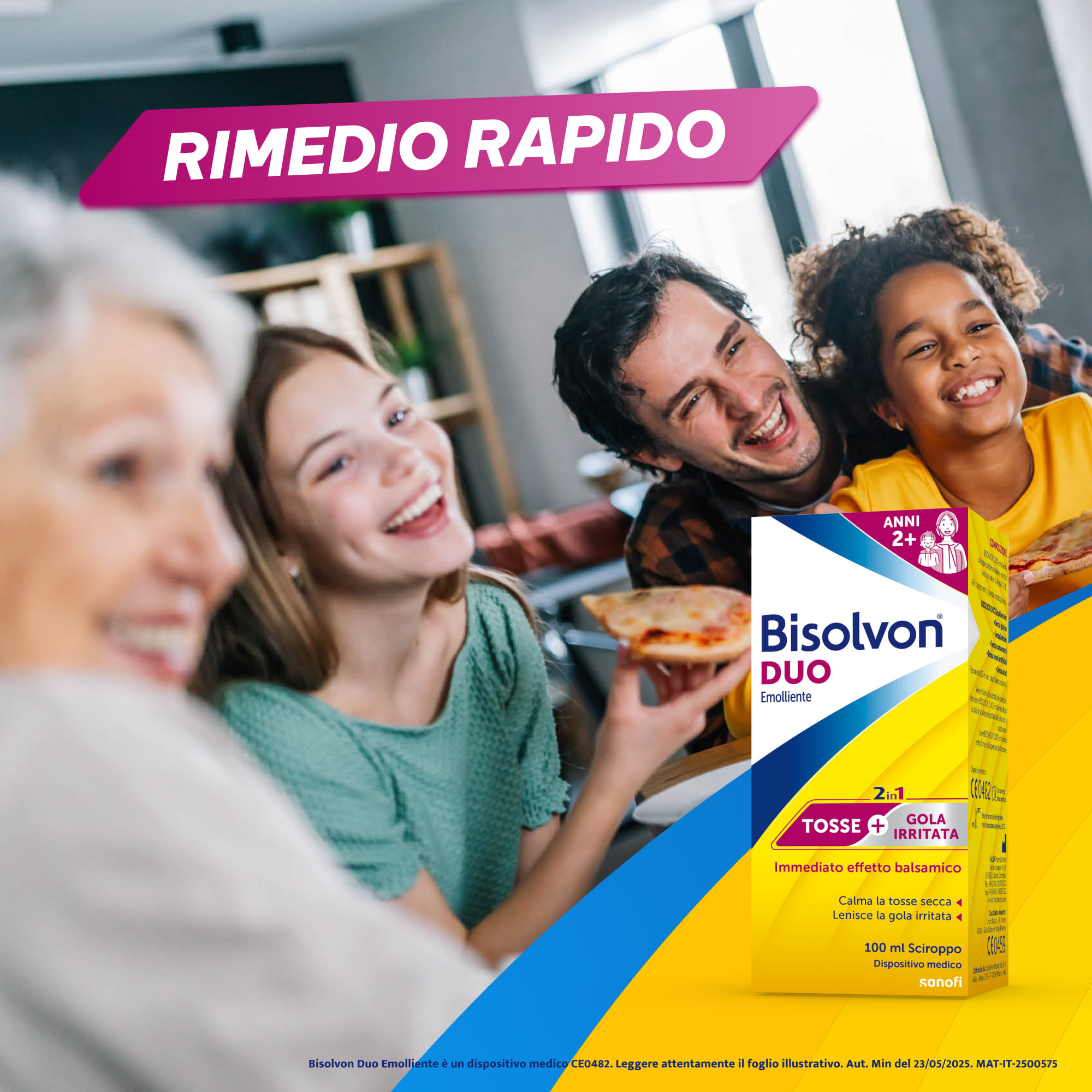 Bisolvon Duo Emolliente Sciroppo Contro Tosse e Gola Irritata, Adulti e Bambini 2+ (100 ml) 