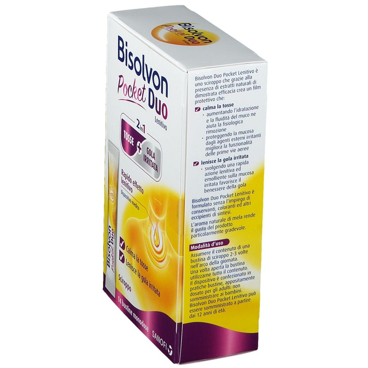 BISOLVON DUO POCKET LENITIVO TOSSE + GOLA IRRITATA A BASE DI MIELE E ALTEA 14 BUSTINE MONODOSE 10 ML