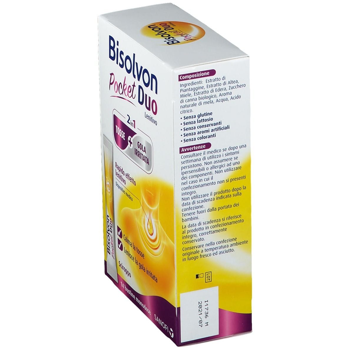 BISOLVON DUO POCKET LENITIVO TOSSE + GOLA IRRITATA A BASE DI MIELE E ALTEA 14 BUSTINE MONODOSE 10 ML