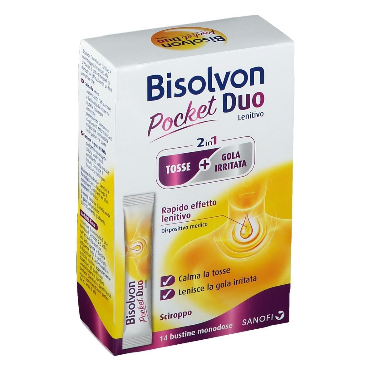 BISOLVON DUO POCKET LENITIVO TOSSE + GOLA IRRITATA A BASE DI MIELE E ALTEA 14 BUSTINE MONODOSE 10 ML
