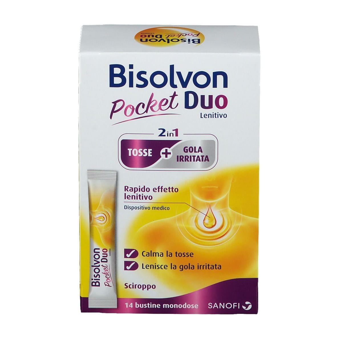 BISOLVON DUO POCKET LENITIVO TOSSE + GOLA IRRITATA A BASE DI MIELE E ALTEA 14 BUSTINE MONODOSE 10 ML