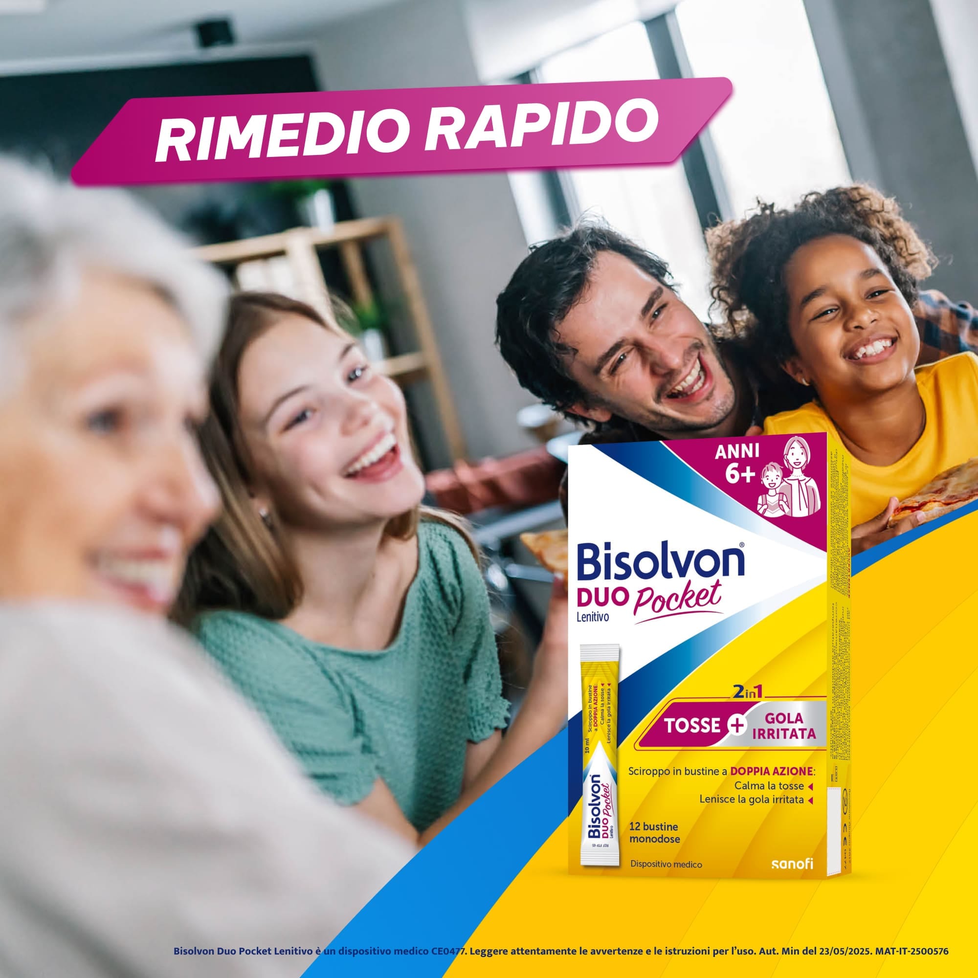 Bisolvon Duo Pocket Sciroppo per Tosse Secca, Tosse Grassa, Gola irritata, Adulti e Bambini 6+