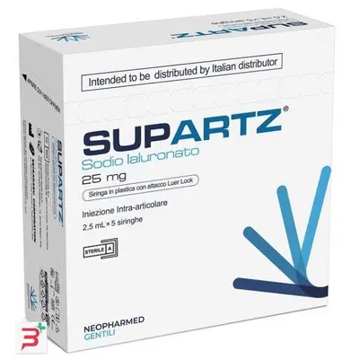 SIRINGA PRERIEMPITA INTRA-ARTICOLARE SUPARTZ ACIDO IALURONICO 25 MG 2,5 ML 5 PEZZI SIRINGA PRERIEMPITA INTRA-ARTICOLARE SUPARTZ ACIDO IALURONICO 25 MG 2,5 ML 5 PEZZI