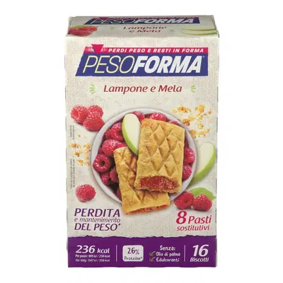 PESOFORMA BISCOTTI LAMPONE E MELA 16 BISCOTTI X 33G 8 PASTI SOSTITUTIVI PESOFORMA BISCOTTI LAMPONE E MELA 16 BISCOTTI X 33G 8 PASTI SOSTITUTIVI