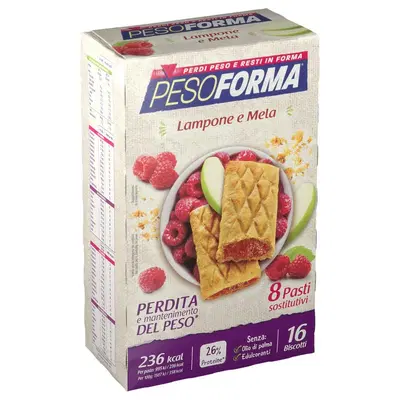 PESOFORMA BISCOTTI LAMPONE E MELA 16 BISCOTTI X 33G 8 PASTI SOSTITUTIVI PESOFORMA BISCOTTI LAMPONE E MELA 16 BISCOTTI X 33G 8 PASTI SOSTITUTIVI