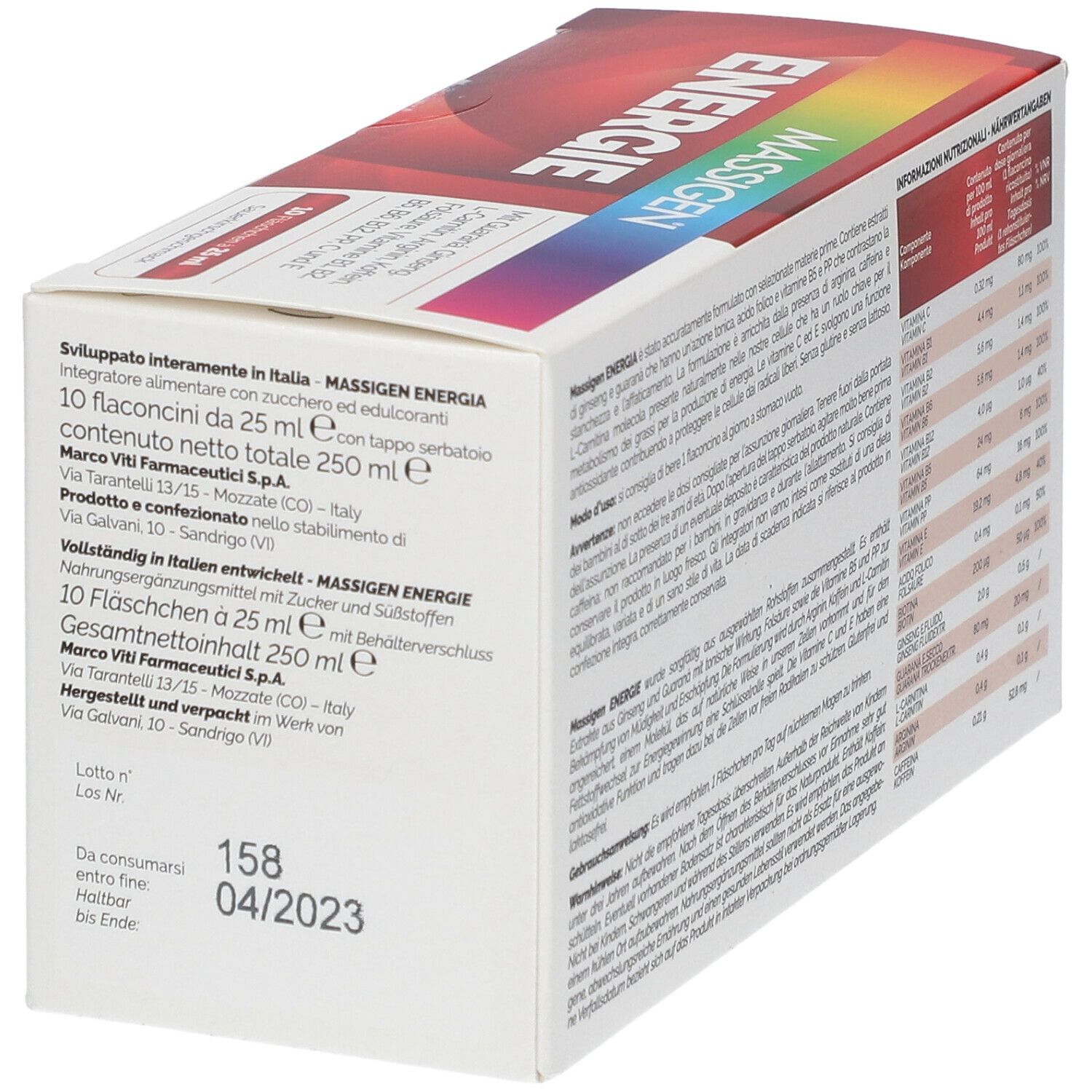 MASSIGEN ENERGIA 10 FLACONI DA 25 ML