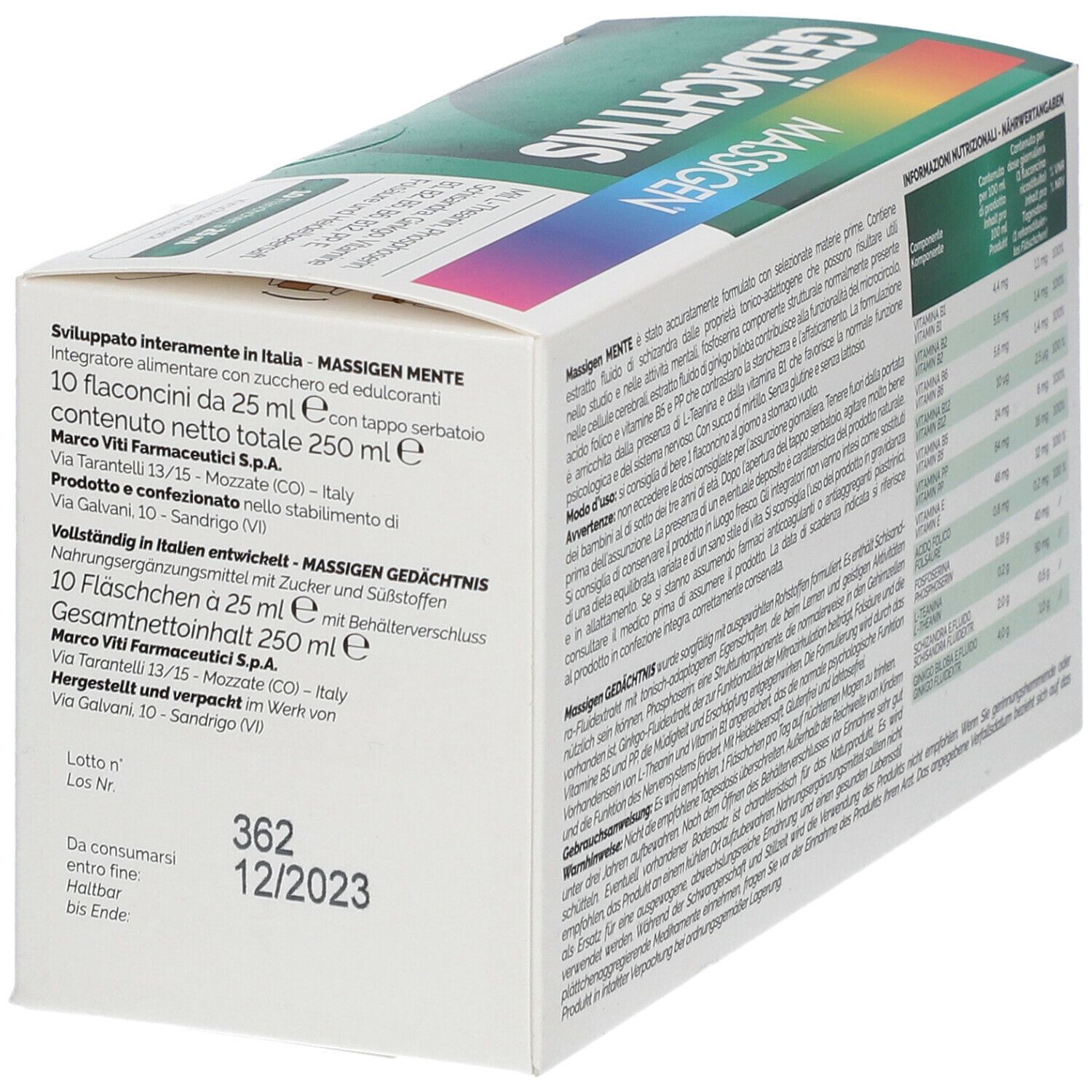 MASSIGEN MENTE 10 FLACONI DA 25 ML