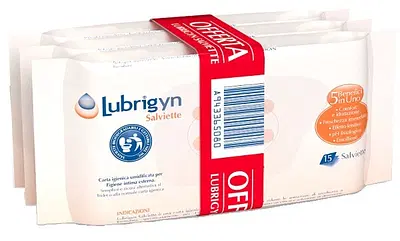 LUBRIGYN SALVIETTE 3 CONFEZIONI DA 15 PEZZI LUBRIGYN SALVIETTE 3 CONFEZIONI DA 15 PEZZI