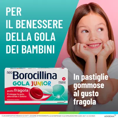 NEOBOROCILLINA GOLA JUNIOR 15 PASTIGLIE GUSTO FRAGOLA NEOBOROCILLINA GOLA JUNIOR 15 PASTIGLIE GUSTO FRAGOLA