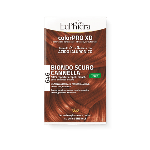 EUPHIDRA COLORPRO GEL COLORANTE CAPELLI XD 646 CANNELLA 50 ML IN FLACONE + ATTIVANTE + BALSAMO + GUANTI