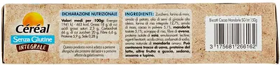 CEREAL SENZA GLUTINE INTEGRALE BISCOTTI CACAO E MANDORLE 150 G CEREAL SENZA GLUTINE INTEGRALE BISCOTTI CACAO E MANDORLE 150 G