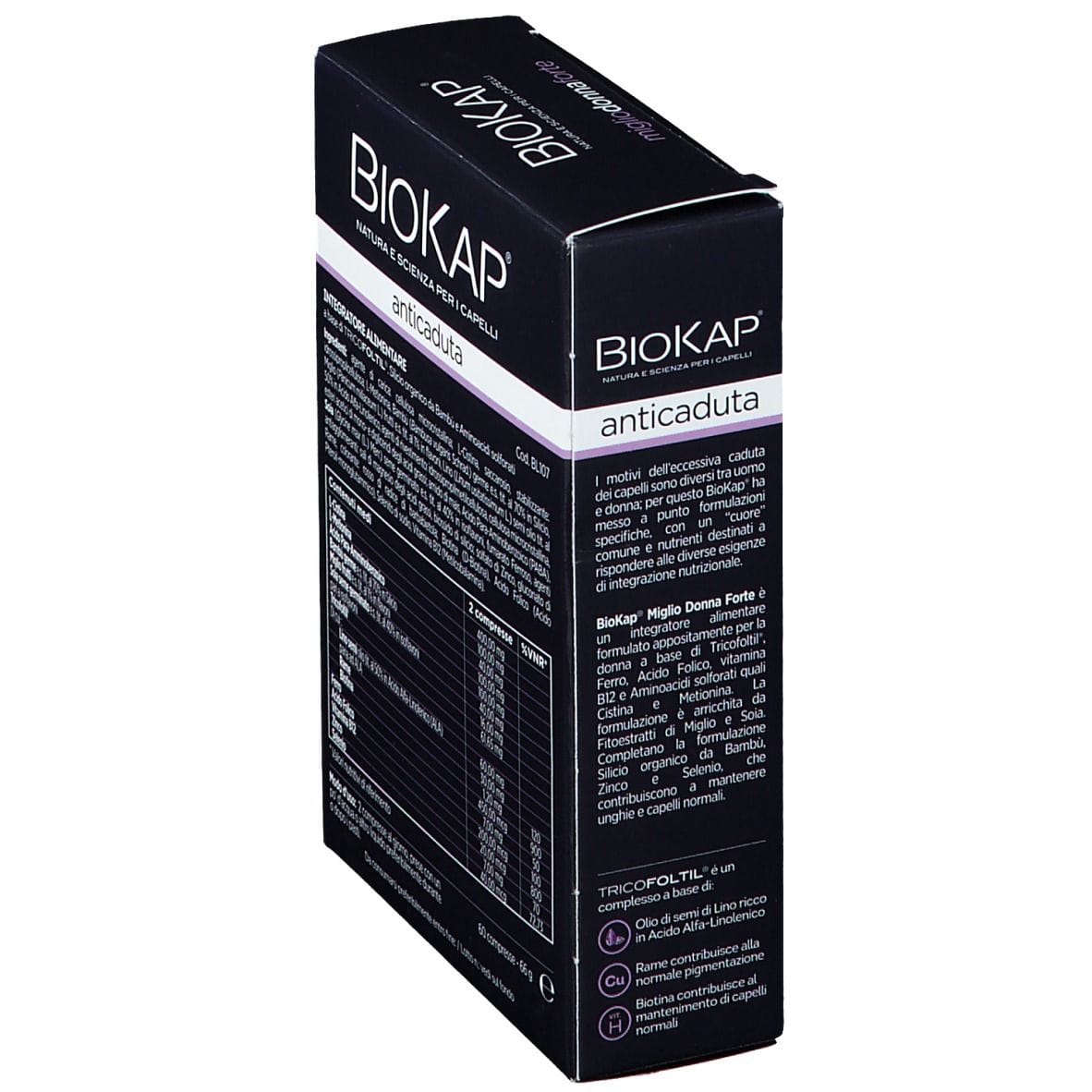 BIOKAP ANTICADUTA MIGLIO DONNA FORTE CON TRICOFOLTIL 60 COMPRESSE