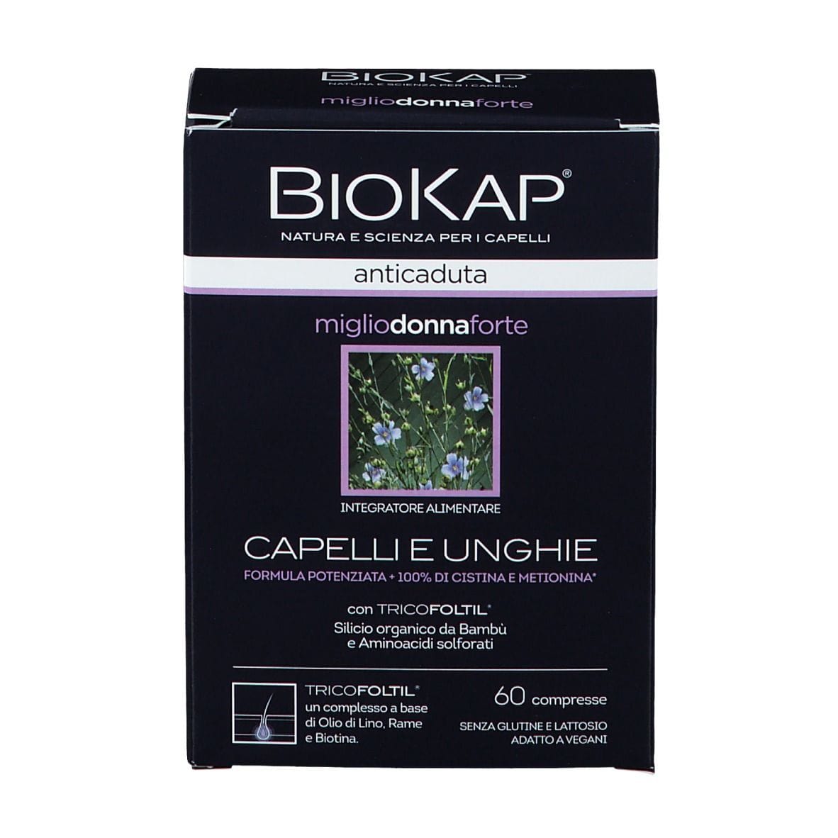 BIOKAP ANTICADUTA MIGLIO DONNA FORTE CON TRICOFOLTIL 60 COMPRESSE