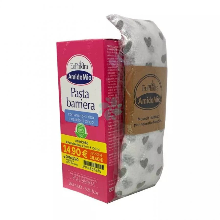 EUPHIDRA AMIDOMIO PASTA BARRIERA 2X150 ML + MUSSOLA GADGET