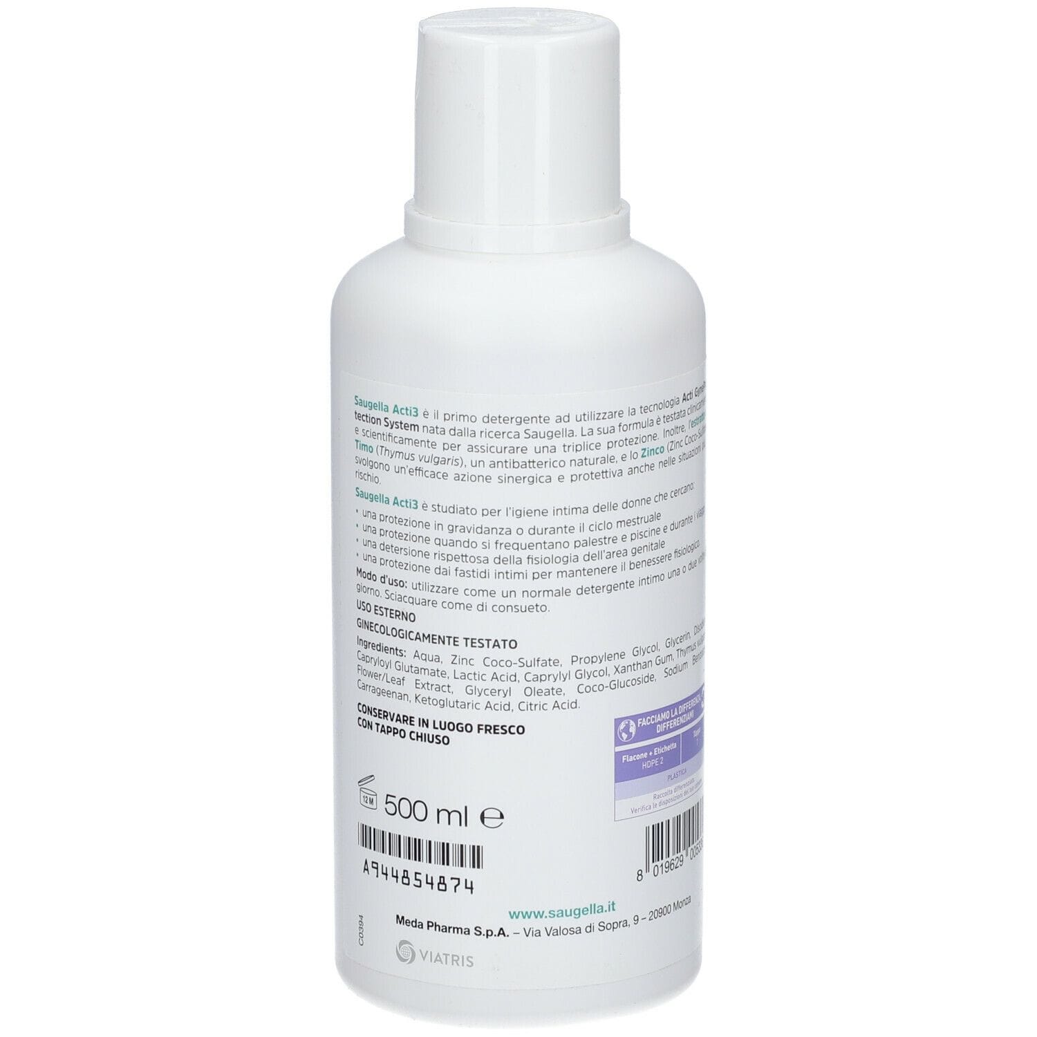 SAUGELLA ACTI3 TRIPLA PROTEZIONE DETERGENTE INTIMO 500 ML
